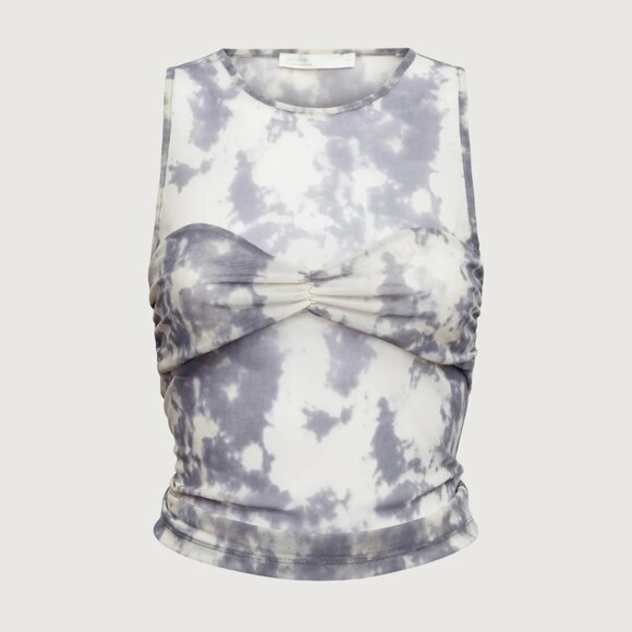 NWT OAK + FORT Mesh Tank Top With Ruched Bralette - Picture 1 of 4